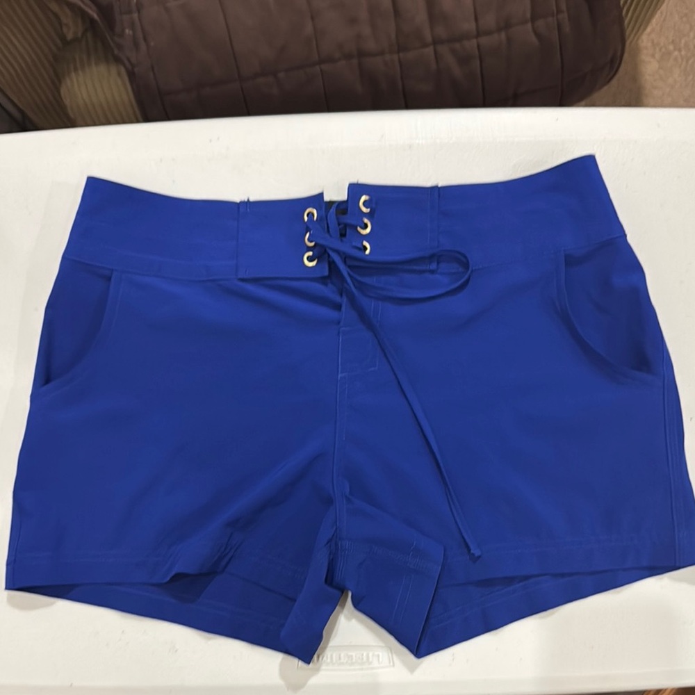 La Blanca High Waist Blue Swim Shorts
